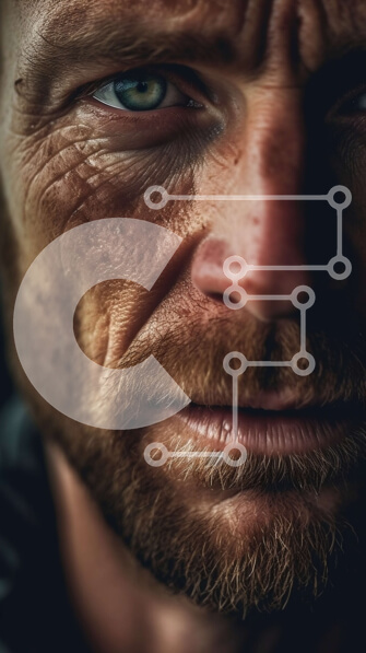 Intra Συλλεκτικό Ξύλινο Παζλ Plywood  4mm - Πορτρέτο του σοβαρού άνδρα με μαύρο δερμάτινο μπουφάν και λευκό μπλουζάκι Σε Ξύλινο Κουτί - Διαστάσεις Puzzle: 10x10 cm – 25 κομμάτια