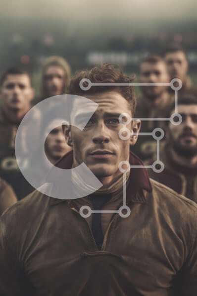 Intra Συλλεκτικό Ξύλινο Παζλ Plywood  4mm - Αποφασισμένοι παίκτες ράγκμπι με καφέ φανέλες κουβάρι στο γρασίδι Σε Ξύλινο Κουτί - Διαστάσεις Puzzle: 10x10 cm – 25 κομμάτια