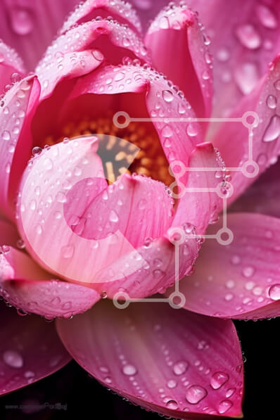 Σετ των 2 Intra Συλλεκτικό Ξύλινο Παζλ Plywood  4mm - Όμορφη φωτογραφία ενός ροζ λουλουδιού λωτού με σταγονίδια νερού στα πέταλά του Σε Ξύλινο Κουτί - Διαστάσεις: 10x10 cm – 25 κομμάτια