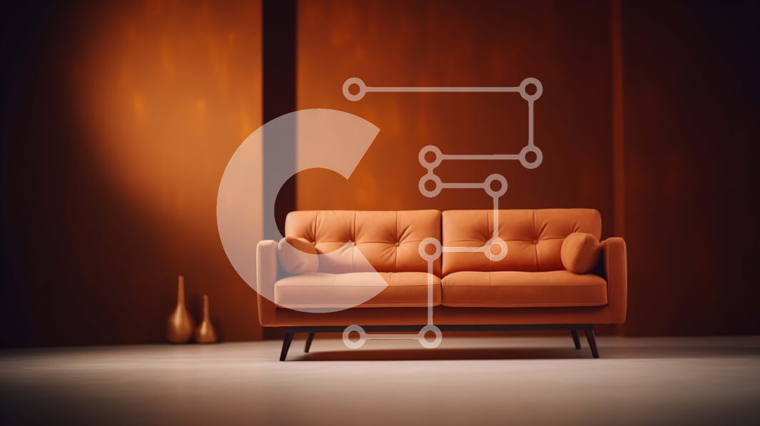 Intra Συλλεκτικό Ξύλινο Παζλ Plywood  4mm - Δωμάτιο με πορτοκαλί τοίχο και καφέ καναπέ Σε Ξύλινο Κουτί - Διαστάσεις Puzzle: 10x10 cm – 25 κομμάτια