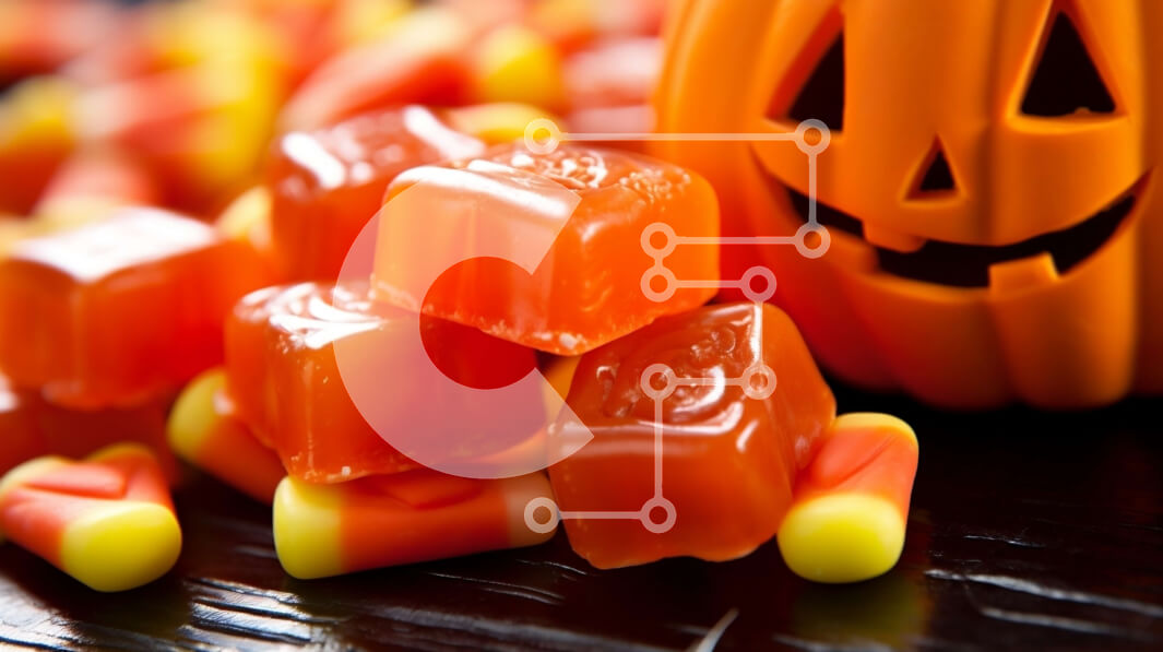 Intra Συλλεκτικό Ξύλινο Παζλ Plywood  4mm - Διακόσμηση τραπεζιού με καραμέλα αποκριάτικων καλαμποκιού και κολοκύθας Σε Ξύλινο Κουτί - Διαστάσεις Puzzle: 10x10 cm – 25 κομμάτια