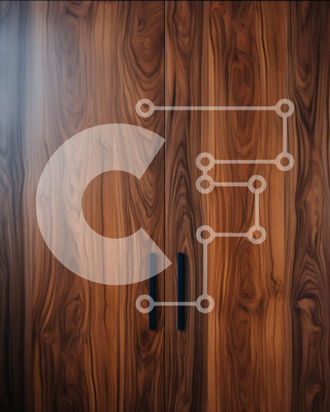 Intra Συλλεκτικό Ξύλινο Παζλ Plywood  4mm - Κοντινή όψη της σύγχρονης ξύλινης πόρτας με μαύρες λαβές Σε Ξύλινο Κουτί - Διαστάσεις Puzzle: 10x10 cm – 25 κομμάτια