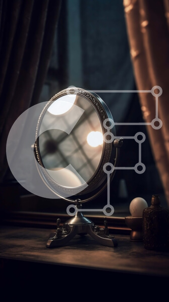 Intra Συλλεκτικό Ξύλινο Παζλ Plywood  4mm - Όμορφη εικόνα ενός καθρέφτη κρεβατοκάμαρας σε μια συρταριέρα Σε Ξύλινο Κουτί - Διαστάσεις Puzzle: 10x10 cm – 25 κομμάτια