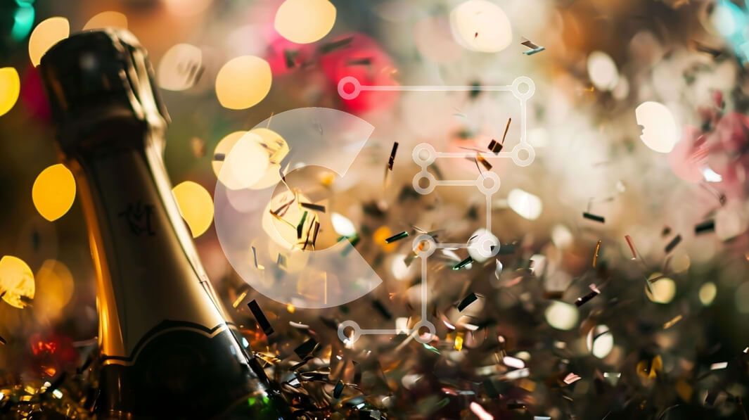 Intra Συλλεκτικό Ξύλινο Παζλ Plywood  4mm - Πρωτοχρονιάτικη γιορτή με σαμπάνια και κομφετί Σε Ξύλινο Κουτί - Διαστάσεις Puzzle: 10x10 cm – 25 κομμάτια