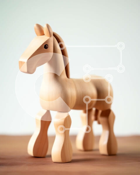 Intra Συλλεκτικό Ξύλινο Παζλ Plywood  4mm - Κλασικό ξύλινο παιχνίδι αλόγων με φιλική έκφραση Σε Ξύλινο Κουτί - Διαστάσεις: 10x10 cm – 25 κομμάτια