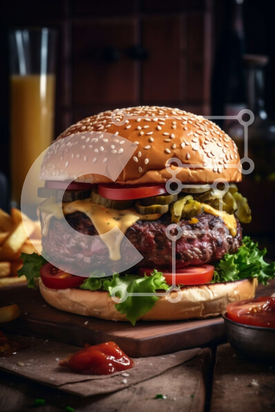 Σετ των 2 Intra Συλλεκτικό Ξύλινο Παζλ Plywood  4mm - Λαχταριστό Cheeseburger με μαρούλι, ντομάτα, τουρσιά και κέτσαπ Σε Ξύλινο Κουτί - Διαστάσεις: 10x10 cm – 25 κομμάτια