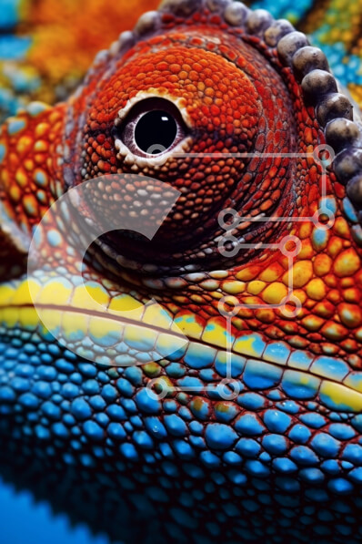 Σετ των 2 Intra Συλλεκτικό Ξύλινο Παζλ Plywood  4mm - Όμορφη εικόνα του προσώπου ενός χαμαιλέοντα με διακριτικά μάτια Σε Ξύλινο Κουτί - Διαστάσεις: 10x10 cm – 25 κομμάτια