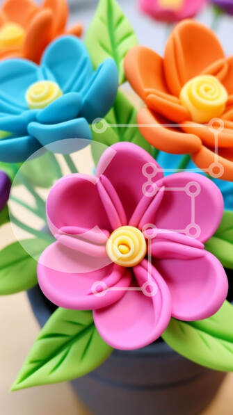 Σετ των 2 Intra Συλλεκτικό Ξύλινο Παζλ Plywood  4mm - Πολύχρωμα λουλούδια σε κεραμικό βάζο Σε Ξύλινο Κουτί - Διαστάσεις: 10x10 cm – 25 κομμάτια