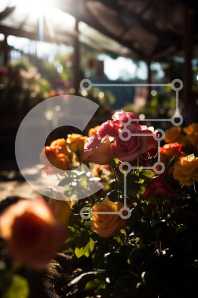 Σετ των 2 Intra Συλλεκτικό Ξύλινο Παζλ Plywood  4mm - Όμορφη εικόνα από κοντά τριαντάφυλλα σε γλάστρα σε θερμοκήπιο Σε Ξύλινο Κουτί - Διαστάσεις: 10x10 cm – 25 κομμάτια