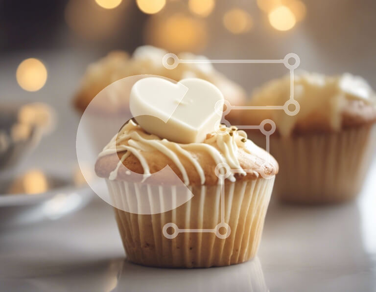 Σετ των 2 Intra Συλλεκτικό Ξύλινο Παζλ Plywood  4mm - Κομψά Cupcakes με Πάγωμα σε σχήμα καρδιάς Σε Ξύλινο Κουτί - Διαστάσεις: 10x10 cm – 25 κομμάτια