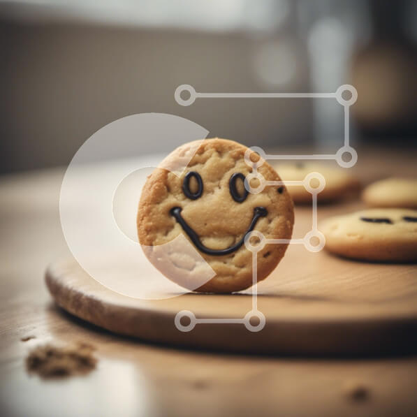 Σετ των 2 Intra Συλλεκτικό Ξύλινο Παζλ Plywood  4mm - Μπισκότο με χαμογελαστό πρόσωπο σε ξύλινη σανίδα κοπής Σε Ξύλινο Κουτί - Διαστάσεις: 10x10 cm – 25 κομμάτια