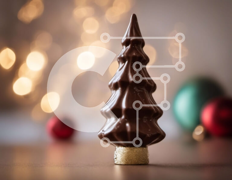 Intra Συλλεκτικό Ξύλινο Παζλ Plywood  4mm - Χριστουγεννιάτικο δέντρο με σοκολατένιο κάλυμμα και στολίδια Σε Ξύλινο Κουτί - Διαστάσεις: 10x10 cm – 25 κομμάτια