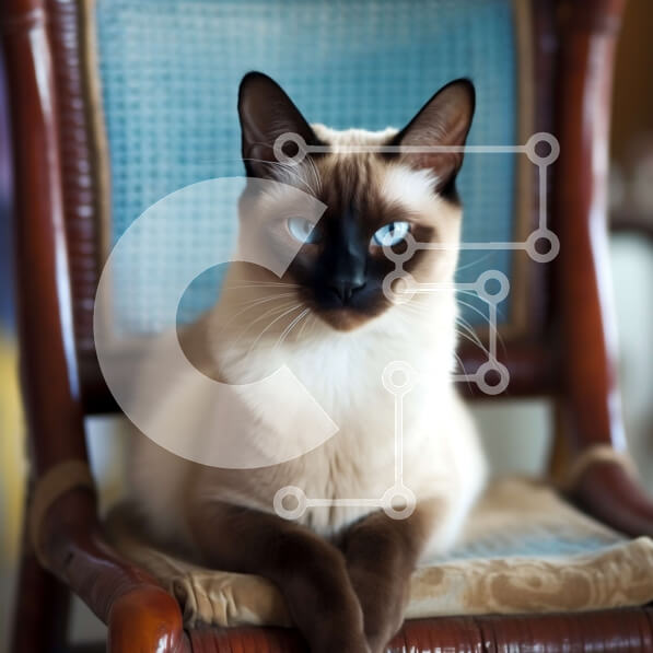 Intra Συλλεκτικό Ξύλινο Παζλ Plywood  4mm - Αξιολάτρευτη σιαμαία γάτα που κάθεται σε μια ξύλινη καρέκλα Σε Ξύλινο Κουτί - Διαστάσεις: 10x10 cm – 25 κομμάτια