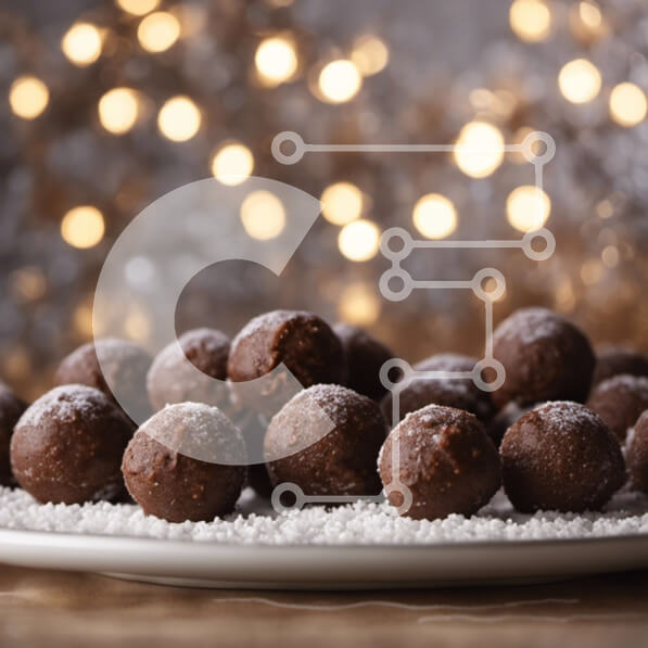 Σετ των 2 Intra Συλλεκτικό Ξύλινο Παζλ Plywood  4mm - Πιάτο με σοκολατένιες μπάλες με Snowy Powder Σε Ξύλινο Κουτί - Διαστάσεις: 10x10 cm – 25 κομμάτια