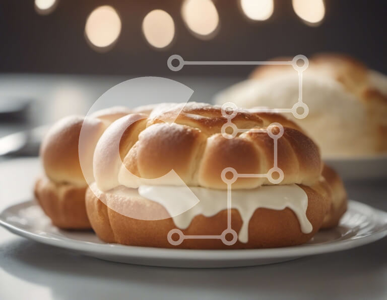 Σετ των 2 Intra Συλλεκτικό Ξύλινο Παζλ Plywood  4mm - Νόστιμο επιδόρπιο με γλάσο στο πιάτο Σε Ξύλινο Κουτί - Διαστάσεις: 10x10 cm – 25 κομμάτια