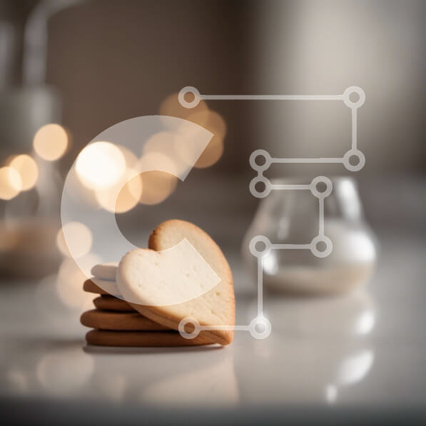 Σετ των 2 Intra Συλλεκτικό Ξύλινο Παζλ Plywood  4mm - Μπισκότα σε σχήμα καρδιάς σε τραπέζι με ποτήρια γάλακτος και νερού Σε Ξύλινο Κουτί - Διαστάσεις: 10x10 cm – 25 κομμάτια