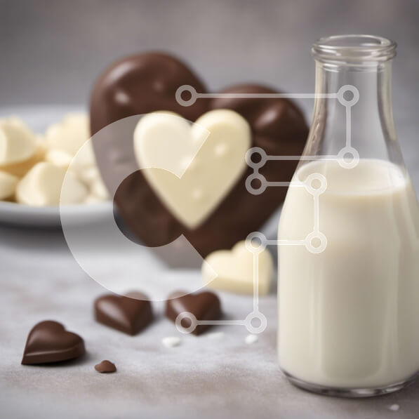 Σετ των 2 Intra Συλλεκτικό Ξύλινο Παζλ Plywood  4mm - Ποικιλία σοκολάτες και μπισκότα σε σχήμα καρδιάς με μπουκάλι γάλακτος Σε Ξύλινο Κουτί - Διαστάσεις: 10x10 cm – 25 κομμάτια