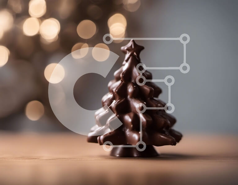 Intra Συλλεκτικό Ξύλινο Παζλ Plywood  4mm - Μικρό χριστουγεννιάτικο δέντρο σοκολάτας σε ξύλινο τραπέζι Σε Ξύλινο Κουτί - Διαστάσεις: 10x10 cm – 25 κομμάτια