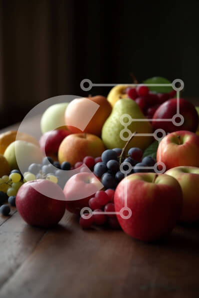 Σετ των 2 Intra Συλλεκτικό Ξύλινο Παζλ Plywood  4mm - Τραπέζι πολύχρωμο και φρέσκα φρούτα στην οθόνη Σε Ξύλινο Κουτί - Διαστάσεις: 10x10 cm – 25 κομμάτια