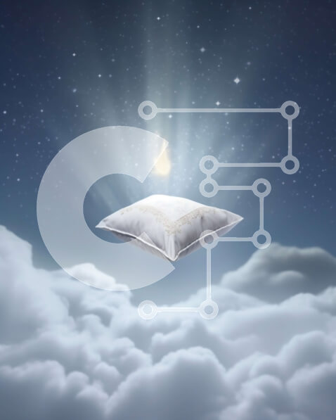 Intra Συλλεκτικό Ξύλινο Παζλ Plywood  4mm - Ονειρική εικόνα ενός μαξιλαριού που επιπλέει ανάμεσα στα σύννεφα Σε Ξύλινο Κουτί - Διαστάσεις Puzzle: 10x10 cm – 25 κομμάτια