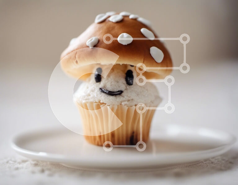 Σετ των 2 Intra Συλλεκτικό Ξύλινο Παζλ Plywood  4mm - Διακόσμηση με μανιτάρια Cupcake σε λευκό πιάτο Σε Ξύλινο Κουτί - Διαστάσεις: 10x10 cm – 25 κομμάτια