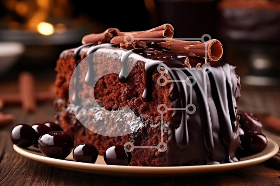 Σετ των 2 Intra Συλλεκτικό Ξύλινο Παζλ Plywood  4mm - Αφεθείτε σε μια φέτα κέικ σοκολάτας με κεράσια και περιχύστε Σε Ξύλινο Κουτί - Διαστάσεις: 10x10 cm – 25 κομμάτια