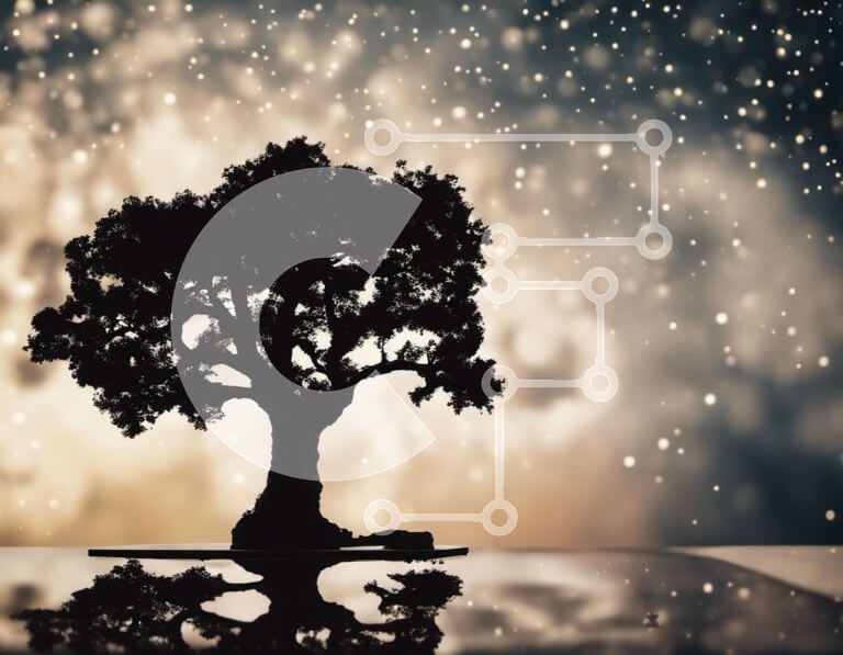 Intra Συλλεκτικό Ξύλινο Παζλ Plywood  4mm - Δέντρο σκιαγραφημένο στον νυχτερινό ουρανό με αστέρια Σε Ξύλινο Κουτί - Διαστάσεις: 10x10 cm – 25 κομμάτια