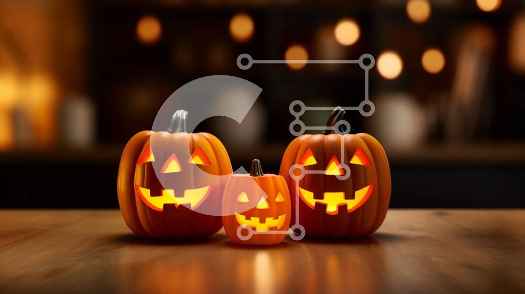 Intra Συλλεκτικό Ξύλινο Παζλ Plywood  4mm - Σκαλισμένες κολοκύθες σε ένα ξύλινο τραπέζι με το φως των κεριών Σε Ξύλινο Κουτί - Διαστάσεις Puzzle: 10x10 cm – 25 κομμάτια