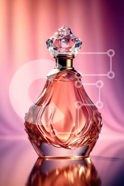 Intra Συλλεκτικό Ξύλινο Παζλ Plywood  4mm - Κομψό και κομψό ροζ μπουκάλι αρώματος με καπάκι σε σχήμα διαμαντιού Σε Ξύλινο Κουτί - Διαστάσεις Puzzle: 10x10 cm – 25 κομμάτια