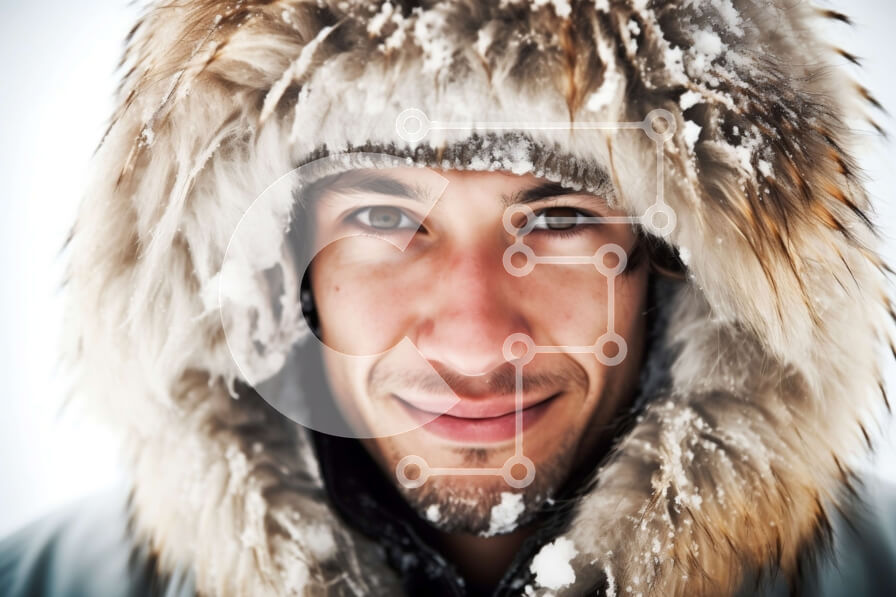 Intra Συλλεκτικό Ξύλινο Παζλ Plywood  4mm - Χαμογελαστός άνδρας με ζεστά χειμωνιάτικα ρούχα Σε Ξύλινο Κουτί - Διαστάσεις Puzzle: 10x10 cm – 25 κομμάτια