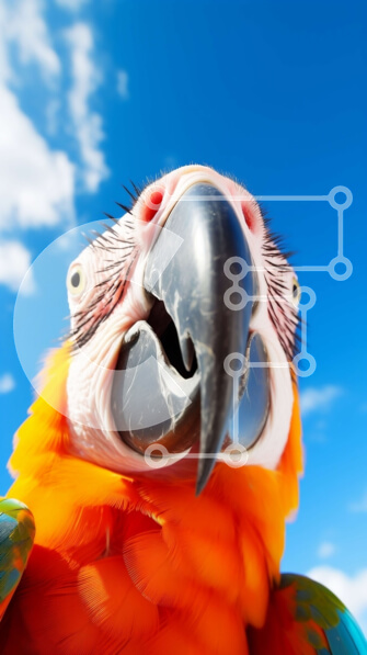 Σετ των 2 Intra Συλλεκτικό Ξύλινο Παζλ Plywood  4mm - Κοντινό πλάνο πορτοκαλί και μπλε παπαγάλου με ανοιχτό ράμφος Σε Ξύλινο Κουτί - Διαστάσεις: 10x10 cm – 25 κομμάτια