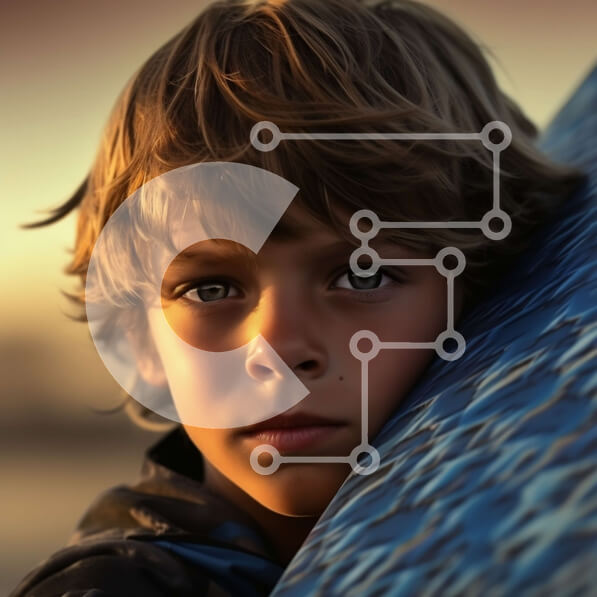 Intra Συλλεκτικό Ξύλινο Παζλ Plywood  4mm - Όμορφη εικόνα του νεαρού αγοριού στην παραλία κατά τη διάρκεια του ηλιοβασιλέματος Σε Ξύλινο Κουτί - Διαστάσεις Puzzle: 10x10 cm – 25 κομμάτια