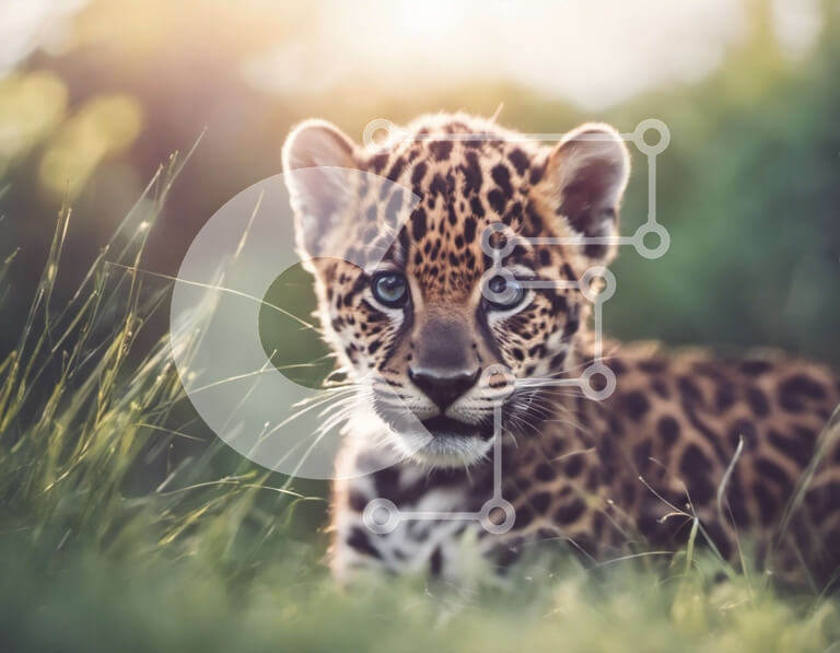 Σετ των 2 Intra Συλλεκτικό Ξύλινο Παζλ Plywood  4mm - Μωρό Jaguar Cub σε ψηλό γρασίδι Σε Ξύλινο Κουτί - Διαστάσεις: 10x10 cm – 25 κομμάτια