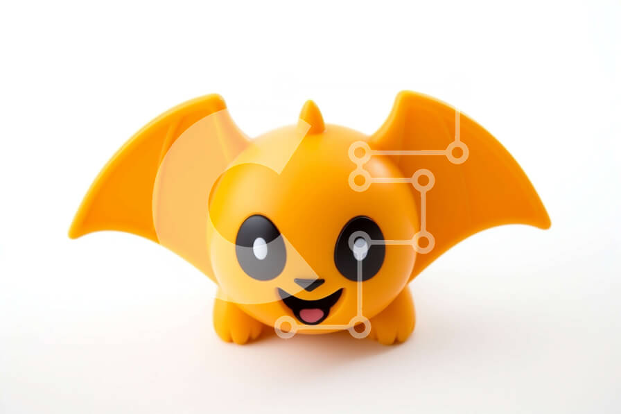 Intra Συλλεκτικό Ξύλινο Παζλ Plywood  4mm - Χαμογελώντας πορτοκαλί παιχνίδι νυχτερίδα σε άσπρο φόντο Σε Ξύλινο Κουτί - Διαστάσεις: 10x10 cm – 25 κομμάτια