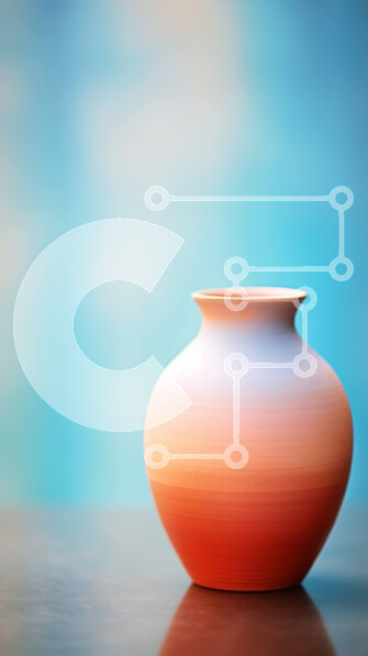 Intra Συλλεκτικό Ξύλινο Παζλ Plywood  4mm - Πορτοκαλί και κόκκινο βάζο σε ξύλινο τραπέζι με φόντο μπλε του ουρανού Σε Ξύλινο Κουτί - Διαστάσεις Puzzle: 10x10 cm – 25 κομμάτια