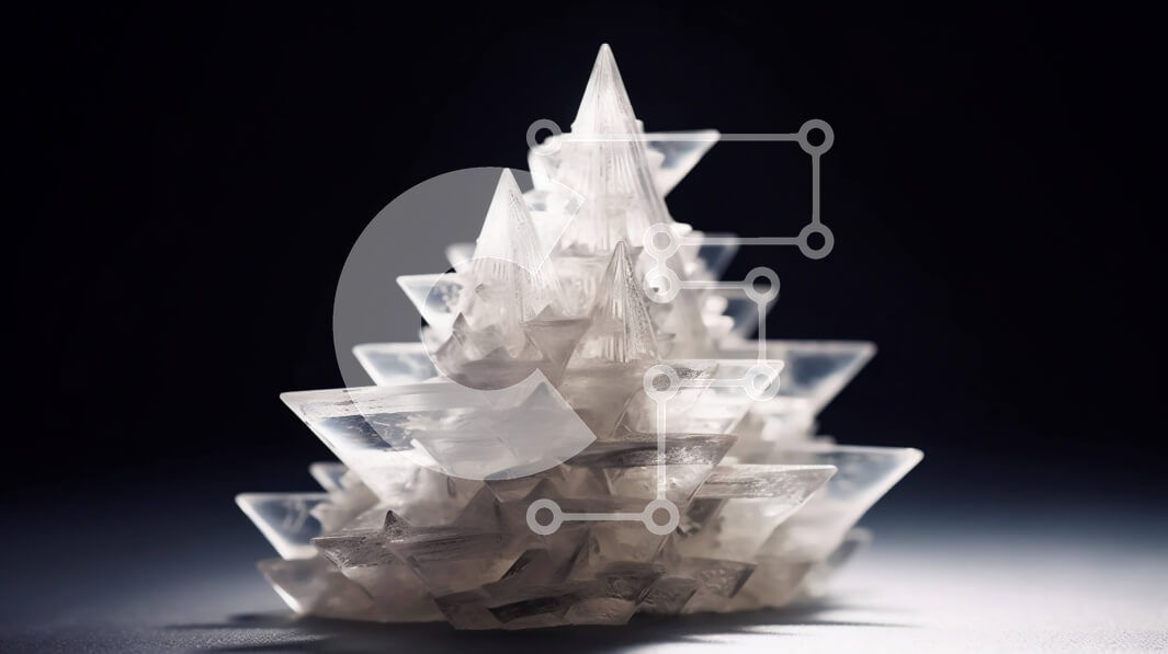 Intra Συλλεκτικό Ξύλινο Παζλ Plywood  4mm - Όμορφη εικόνα ενός λευκού κρυστάλλινου δέντρου σε μια μαύρη επιφάνεια Σε Ξύλινο Κουτί - Διαστάσεις: 10x10 cm – 25 κομμάτια