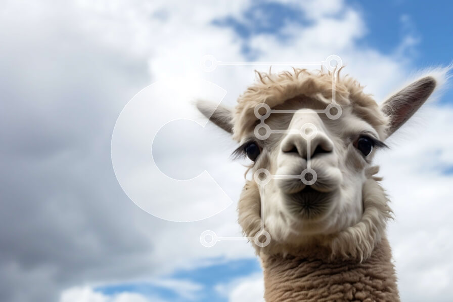 Σετ των 2 Intra Συλλεκτικό Ξύλινο Παζλ Plywood  4mm - Κοντινό πλάνο του Alpaca που κοιτάζει επίμονα την κάμερα Σε Ξύλινο Κουτί - Διαστάσεις: 10x10 cm – 25 κομμάτια