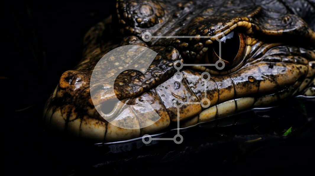 Intra Συλλεκτικό Ξύλινο Παζλ Plywood  4mm - Κοντινό πλάνο του κεφαλιού του αλιγάτορα στο νερό Σε Ξύλινο Κουτί - Διαστάσεις: 10x10 cm – 25 κομμάτια