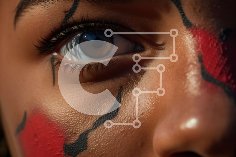 Intra Συλλεκτικό Ξύλινο Παζλ Plywood  4mm - Όμορφη γυναίκα με μπογιά προσώπου σε σχήμα καρδιάς Σε Ξύλινο Κουτί - Διαστάσεις Puzzle: 10x10 cm – 25 κομμάτια