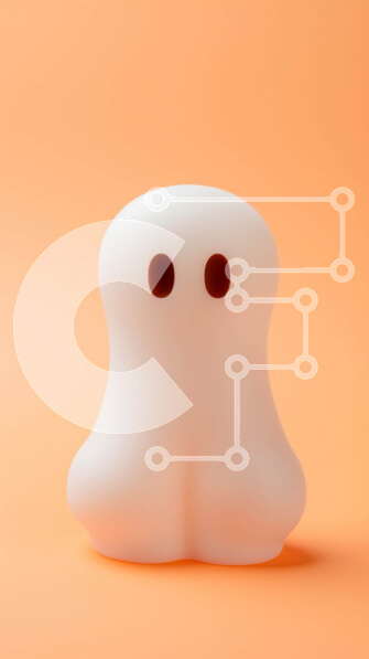 Intra Συλλεκτικό Ξύλινο Παζλ Plywood  4mm - Τρομακτικό ειδώλιο φαντασμάτων σε πορτοκαλί φόντο Σε Ξύλινο Κουτί - Διαστάσεις Puzzle: 10x10 cm – 25 κομμάτια