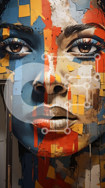 Intra Συλλεκτικό Ξύλινο Παζλ Plywood  4mm - Πολύχρωμο πορτρέτο προσώπου με ζωντανό φόντο Σε Ξύλινο Κουτί - Διαστάσεις Puzzle: 10x10 cm – 25 κομμάτια