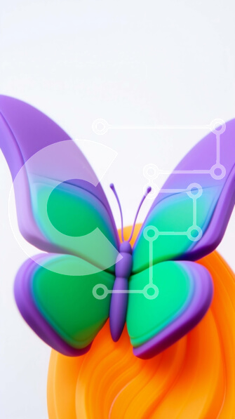 Σετ των 2 Intra Συλλεκτικό Ξύλινο Παζλ Plywood  4mm - Πολύχρωμη πεταλούδα σε πορτοκαλί επιφάνεια Σε Ξύλινο Κουτί - Διαστάσεις: 10x10 cm – 25 κομμάτια