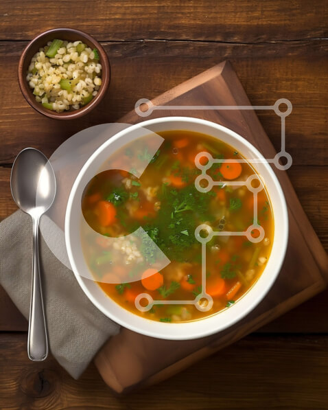 Σετ των 2 Intra Συλλεκτικό Ξύλινο Παζλ Plywood  4mm - Νόστιμη σούπα λαχανικών με καρότα, πατάτες και πράσινα φασόλια Σε Ξύλινο Κουτί - Διαστάσεις: 10x10 cm – 25 κομμάτια