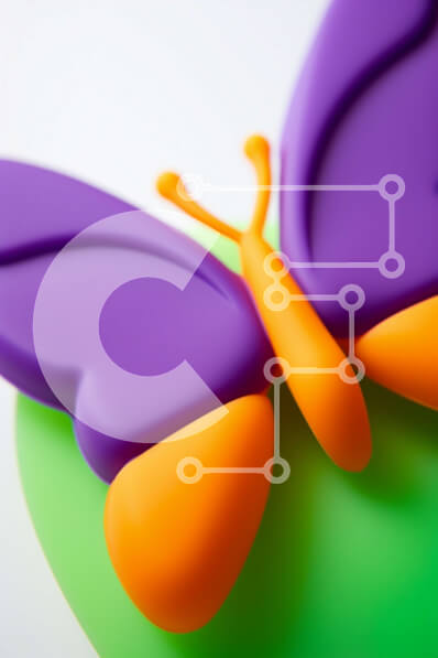 Σετ των 2 Intra Συλλεκτικό Ξύλινο Παζλ Plywood  4mm - Μωβ και πορτοκαλί ειδώλιο πεταλούδας σε ζωντανό φόντο Σε Ξύλινο Κουτί - Διαστάσεις: 10x10 cm – 25 κομμάτια