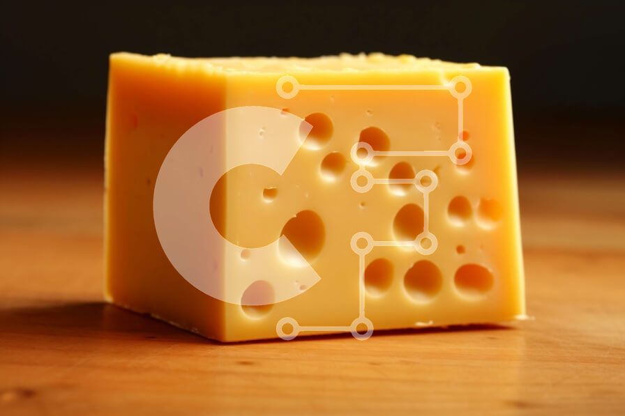 Σετ των 2 Intra Συλλεκτικό Ξύλινο Παζλ Plywood  4mm - Νόστιμη εικόνα κίτρινου τυριού σε ρουστίκ ξύλινο τραπέζι Σε Ξύλινο Κουτί - Διαστάσεις: 10x10 cm – 25 κομμάτια