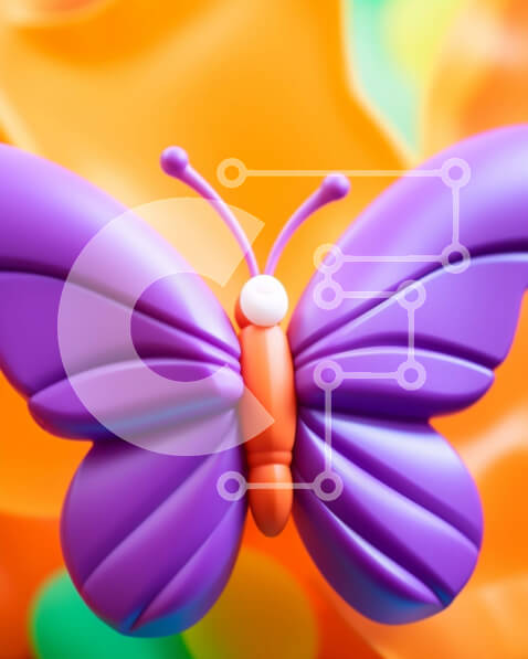 Intra Συλλεκτικό Ξύλινο Παζλ Plywood  4mm - Παιχνίδι μωβ πεταλούδα σε πορτοκαλί φόντο Σε Ξύλινο Κουτί - Διαστάσεις: 10x10 cm – 25 κομμάτια