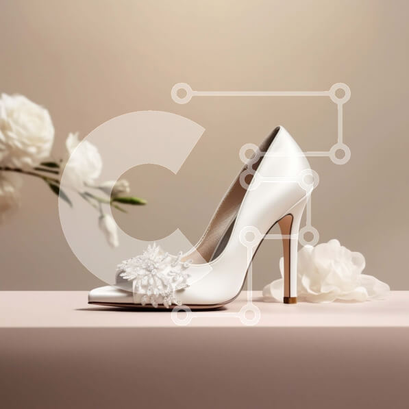 Σετ των 2 Intra Συλλεκτικό Ξύλινο Παζλ Plywood  4mm - Κομψά λευκά ψηλοτάκουνα παπούτσια με περίπλοκες λεπτομέρειες Σε Ξύλινο Κουτί - Διαστάσεις: 10x10 cm – 25 κομμάτια