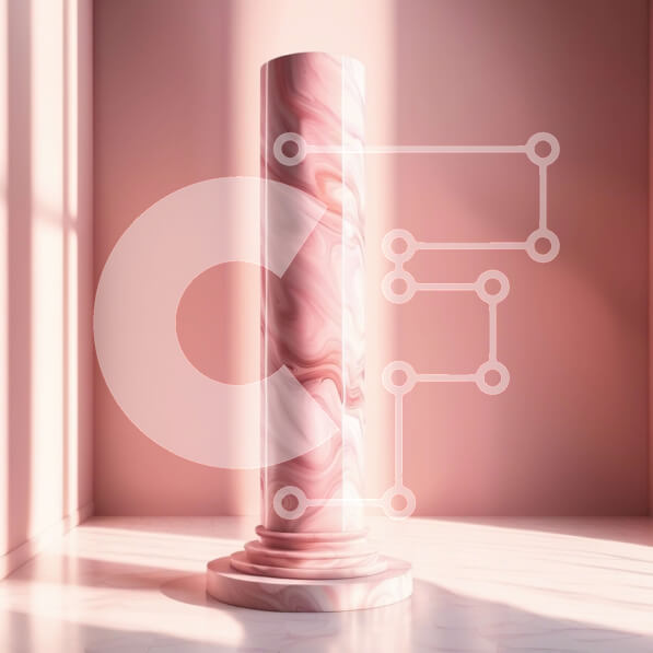 Intra Συλλεκτικό Ξύλινο Παζλ Plywood  4mm - Κομψή ροζ μαρμάρινη στήλη σε ένα φωτεινό και ευρύχωρο εσωτερικό Σε Ξύλινο Κουτί - Διαστάσεις Puzzle: 10x10 cm – 25 κομμάτια