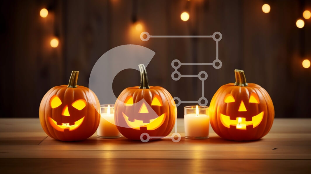 Intra Συλλεκτικό Ξύλινο Παζλ Plywood  4mm - Σκαλισμένες κολοκύθες σε ξύλινο τραπέζι με κεριά Σε Ξύλινο Κουτί - Διαστάσεις: 10x10 cm – 25 κομμάτια