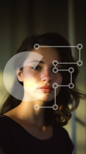 Intra Συλλεκτικό Ξύλινο Παζλ Plywood  4mm - Πορτρέτο μιας νεαρής γυναίκας με σοβαρή έκφραση και κομψά μαλλιά Σε Ξύλινο Κουτί - Διαστάσεις Puzzle: 10x10 cm – 25 κομμάτια